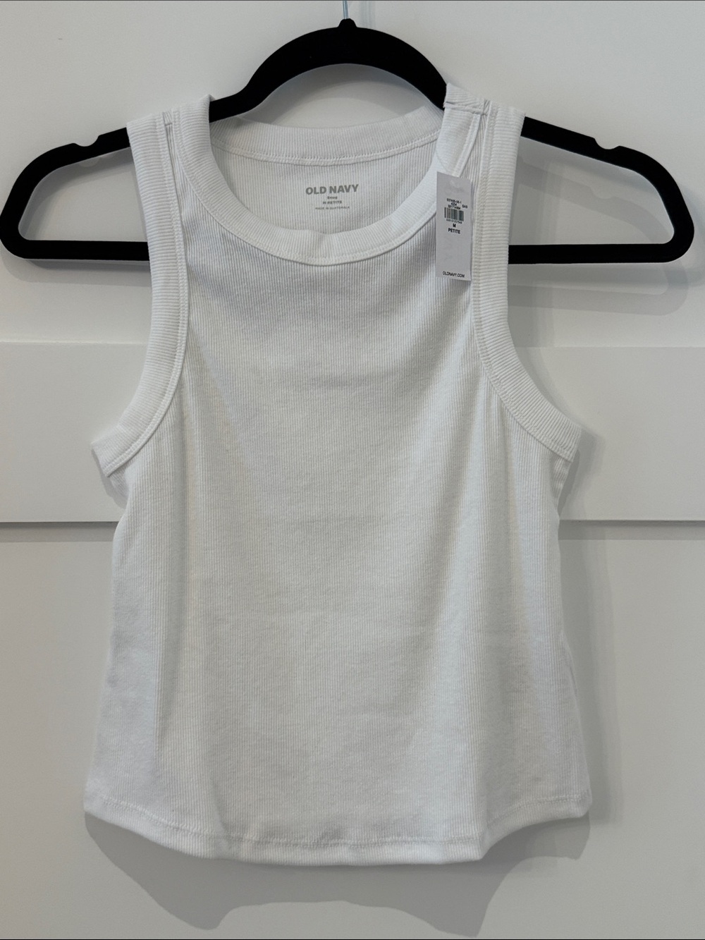 Old Navy White Ribbed Scoop Crop Tank Top Petite